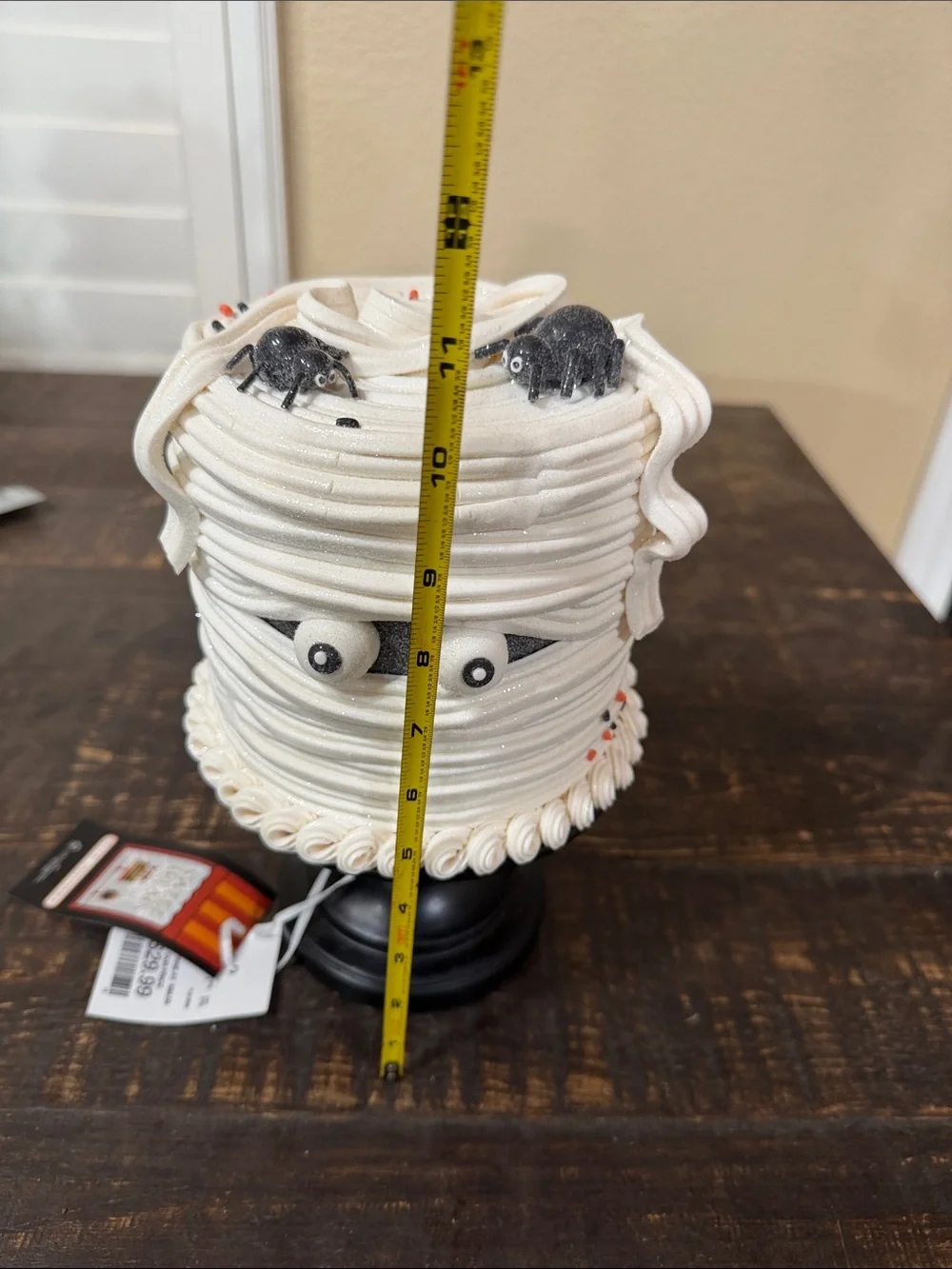 Mummy Cake Decorative Piece  - White with Black Spiders